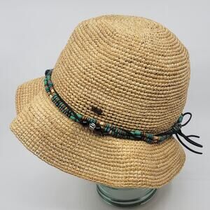 Kooringal Womens Safari Brim Bora Bora Beaded Raffia Beach Straw Fedora Hat